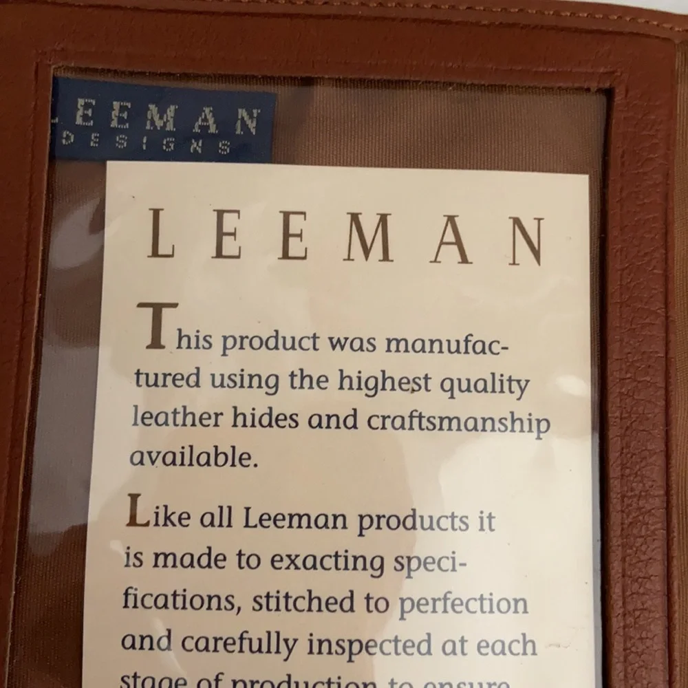 NEW LEEMAN Leather Double Viewing window for ID Card Wallet